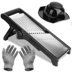 1Pc Mandoline Food Slicer Stainless Steel Food Cutter Vegetable Fruit Chopper Grater Peeler Kitchen Julienne Slicer With 5 Adjustable Blades Food (Option: Black)